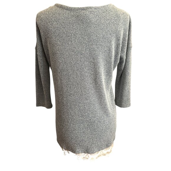 New Directions Weekend Long Sleeve Sweater Top With Lace Trim Hem Blue Medium - Picture 2 of 7